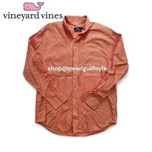 Vineyard Vines Classic Fit Tucker Shirt in Orange Gingham